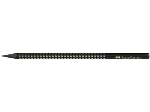Creion grafit B triunghiular grip sparkle lemn negru midnight gold Faber-Castell
