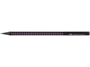 Creion grafit B triunghiular grip sparkle lemn negru midnight rose Faber-Castell