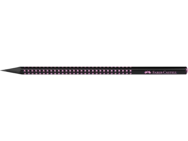 Creion grafit B triunghiular grip sparkle lemn negru midnight rose Faber-Castell