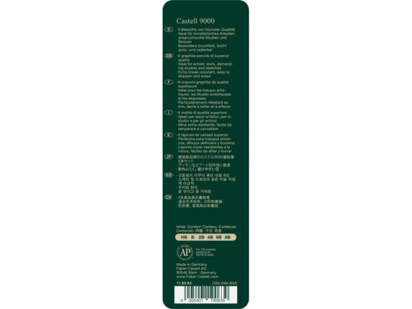Creion grafit hexagonal Castell 9000 Faber-Castell 6 buc/set