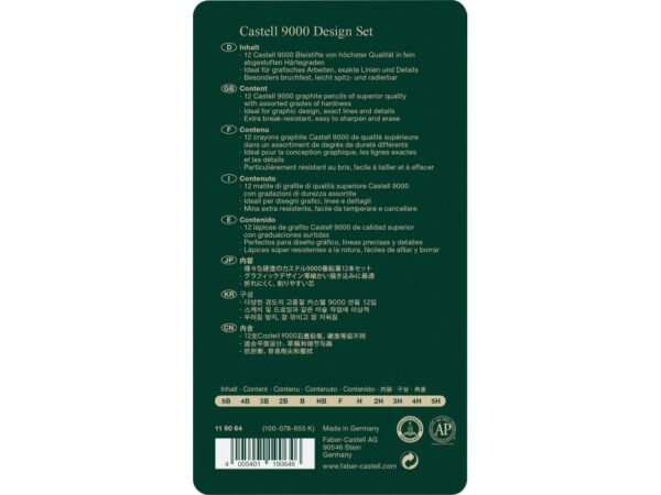 Creion grafit hexagonal Design Castell 9000 Faber-Castell 12 buc/set