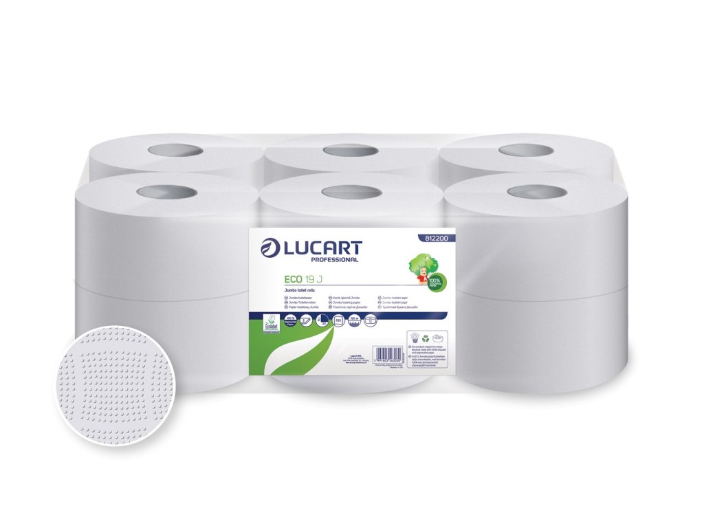 Hârtie igienică Lucart Eco 19 J, 2 str, albă, 120 m/rolă, 12 role/bax Hârtie igienică Lucart Eco 19 J, 2 str, albă, 120 m/rolă, 12 role/bax