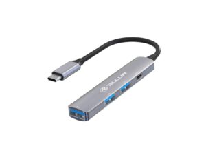 Hub USB-C 3.1 Tellur, 2xUSB 2.0 + 1xUSB-C + 1xUSB 3.0, aluminiu, gri