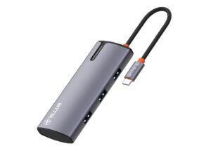 Hub USB-C Tellur, 1xPD 3.0 100W, 1xHDMI 4K, 3xUSB 3.0, aluminiu gri