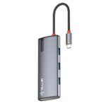 Hub USB-C Tellur, 1xPD 3.0 100W, 1xHDMI 4K, 3xUSB 3.0, aluminiu gri