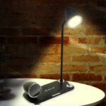 Încărcător wireless birou Tellur, 15W, Boxă Bluetooth 5W, Lampă de birou, Tellur Nostalgia, Negru