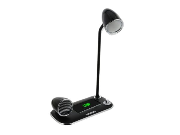 Încărcător wireless birou Tellur, 15W, Boxă Bluetooth 5W, Lampă de birou, Tellur Nostalgia, Negru