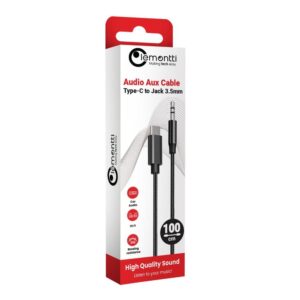 Lemontti Cablu Audio Bending Aluminum Type-C la Jack 3.5mm, 1m, Negru