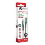Lemontti Cablu Bending Aluminum Fast Charge Type-C la Type-C, PD 65W, 1.2m, Verde - imagine 2