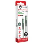 Lemontti Cablu Bending Aluminum Type-C la Type-C, Fast Charge, PD 60W, 2m, Verde - imagine 2
