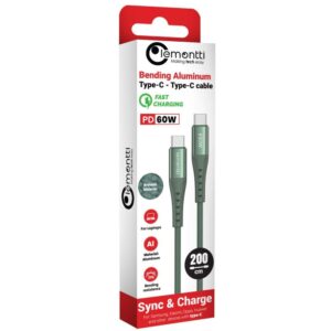 Lemontti Cablu Bending Aluminum Type-C la Type-C, Fast Charge, PD 60W, 2m, Verde