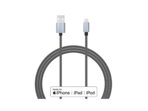 Lemontti Cablu Bending Aluminum USB-A la Lightning MFI, 1.5m, Gri