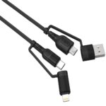 Lemontti Cablu Multi connector 4 in 1, USB-A & Type-C la Type-C & Lightning, PD 60W, 1.2m, Negru - imagine 4