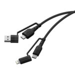 Lemontti Cablu Multi connector 4 in 1, USB-A & Type-C la Type-C & Lightning, PD 60W, 1.2m, Negru - imagine 5