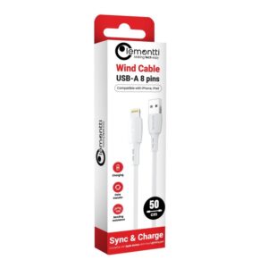 Lemontti Cablu Wind USB-A la tip Lightning, 0.5m, Alb