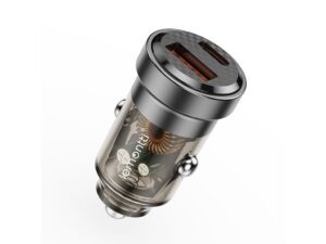 Lemontti Incarcator Auto Fast Charge 45W 2 porturi PD Type-C 45W + USB-A QC 3.0 Transparent / Negru