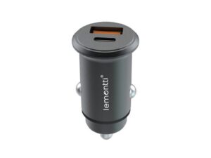 Lemontti Incarcator Auto Super Fast Charge 65W 2 porturi PD Type-C 65W + USB-A QC 3.0 Negru