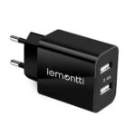 Lemontti Incarcator Retea 2.4A 2 porturi USB-A Negru - imagine 2