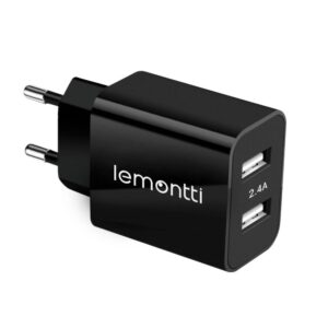 Lemontti Incarcator Retea 2.4A 2 porturi USB-A Negru