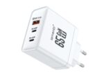 Lemontti Incarcator Retea GaN 2x Type-C si 1x USB-A, 65W, Fast Charge, EU Plug, Alb