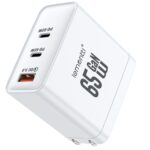 Lemontti Incarcator Retea GaN 2x Type-C si 1x USB-A, 65W, Fast Charge, EU Plug, Alb - imagine 2