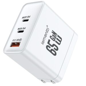 Lemontti Incarcator Retea GaN 2x Type-C si 1x USB-A, 65W, Fast Charge, EU Plug, Alb