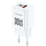 Lemontti Incarcator Retea GaN Dual Port 1x Type-C si 1x USB-A, 30W, EU Plug, Alb - imagine 2