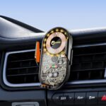Lemontti Suport Auto cu incarcare Wireless, 15W, deschidere automata prin senzor infrarosu, prindere la ventilatie, cablu Type-C inclus, Transparent Negru - imagine 3