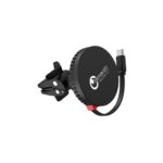 Lemontti Suport Auto MagSafe Magnetic cu Incarcare wireless si cablu retractabil Type-C 1m, prindere ventilatie, Negru - imagine 12