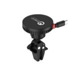 Lemontti Suport Auto MagSafe Magnetic cu Incarcare wireless si cablu retractabil Type-C 1m, prindere ventilatie, Negru - imagine 6