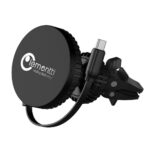 Lemontti Suport Auto MagSafe Magnetic cu Incarcare wireless si cablu retractabil Type-C 1m, prindere ventilatie, Negru - imagine 8