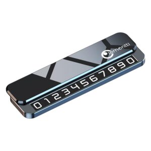 Lemontti Suport auto numar telefon parcare, 2 numere telefon schimbabile, aluminiu, cifre magnetice fluorescente, Negru