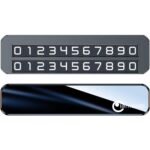 Lemontti Suport auto numar telefon parcare, 2 numere telefon schimbabile, aluminiu, cifre magnetice fluorescente, Negru - imagine 3