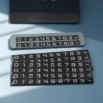 Lemontti Suport auto numar telefon parcare, 2 numere telefon schimbabile, aluminiu, cifre magnetice fluorescente, Negru - imagine 6