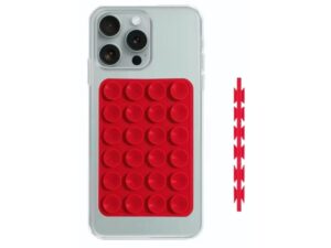 Lemontti Suport Silicon Duo cu ventuze pentru telefon Rosu