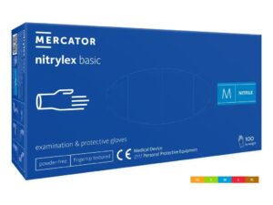 Mănuși de unică folosință din nitril albastru. Nepudrate. Cutie 100 buc.