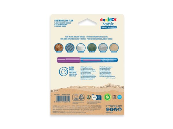 Marker cu vopsea acrilică și vârf pensulă Carioca 10 buc/set