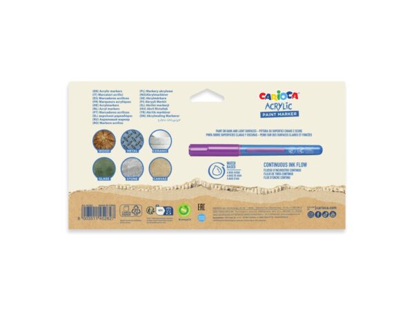 Marker cu vopsea acrilică și vârf pensulă Carioca 18 buc/set