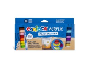 Marker cu vopsea acrilică și vârf pensulă Carioca 18 buc/set
