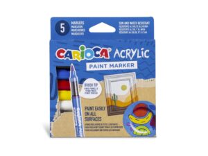 Marker cu vopsea acrilică și vârf pensulă Carioca 5 buc/set