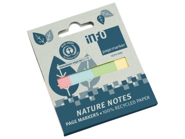 PageMarker reciclat 20 x 50 mm 160 file Nature Info Notes 4 culori/set