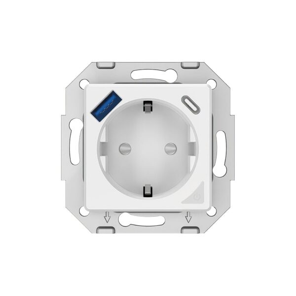 Priză de perete WiFi Tellur Smart, 3600W, 16A, PD20W, USB 18W, monitorizare consum, alb