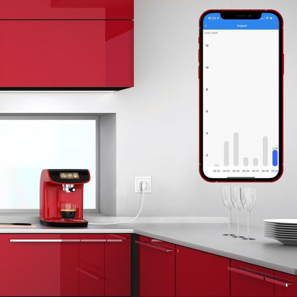 Priză WiFi Tellur Smart, monitorizare consum, 3680W, 16A, alb