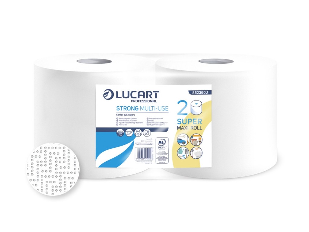 Rolă hârtie industrială Lucart Strong MULTI-USE, 2 str, albă, 175 m/rolă, 2 role/set Rolă hârtie industrială Lucart Strong MULTI-USE, 2 str, albă, 175 m/rolă, 2 role/set