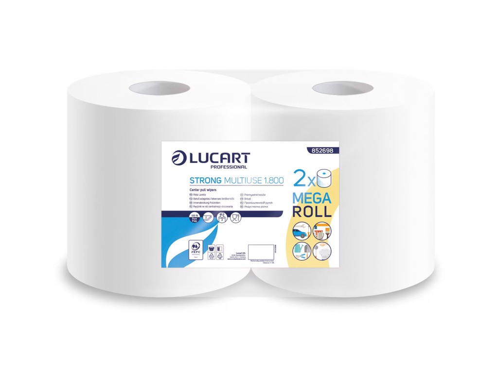 Rolă hârtie industrială Lucart Strong Multiuse 1.800, 2 str, albă, 194 m/rolă, 2 role/set Rolă hârtie industrială Lucart Strong Multiuse 1.800, 2 str, albă, 194 m/rolă, 2 role/set