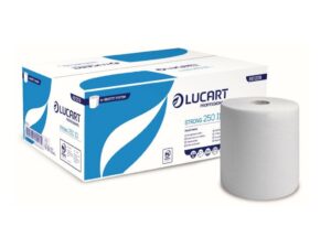 Rolă prosop autocut Lucart Strong 250 ID, 1 str, albă, 250 m/rolă, 6 role/bax