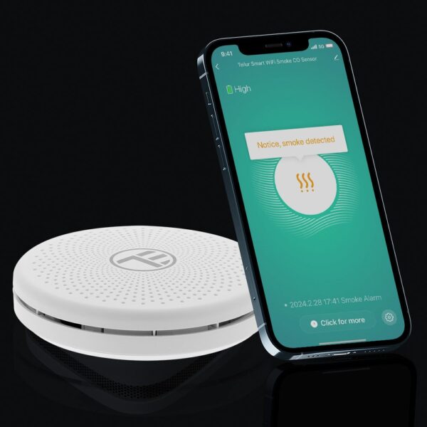 Senzor de fum și CO WiFi Tellur Smart, AA, alb