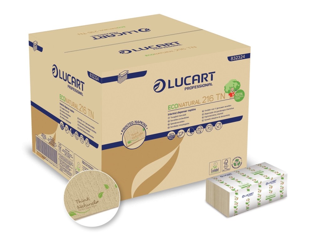 Șervețele masă pliate Lucart EcoNatural 216 TN, 2 str, 16.4 cm x 24 cm, 150 buc/pachet, 40 pachete/bax Șervețele masă pliate Lucart EcoNatural 216 TN, 2 str, 16.4 cm x 24 cm, 150 buc/pachet, 40 pachete/bax