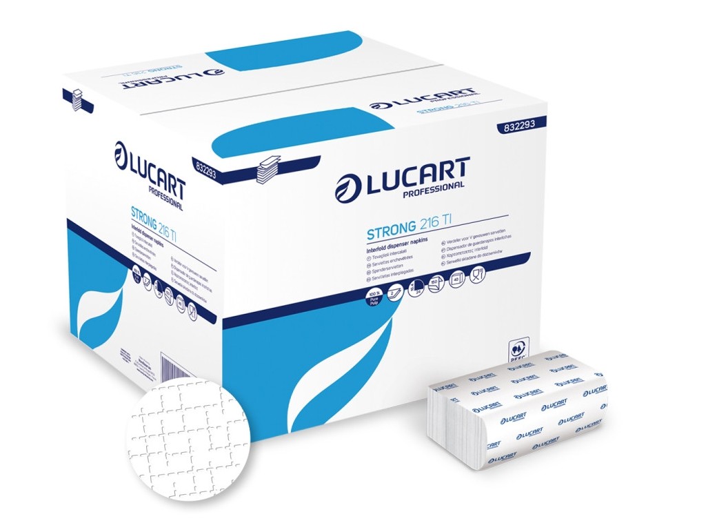 Șervețele masă pliate Lucart Strong 216 TI, 2 str, 16.4 cm x 24 cm, 150 buc/pachet, 40 pachete/bax Șervețele masă pliate Lucart Strong 216 TI, 2 str, 16.4 cm x 24 cm, 150 buc/pachet, 40 pachete/bax