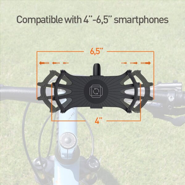 Suport detașabil Tellur de telefon 4"-6.5" pentru bicicletă BPH100, negru